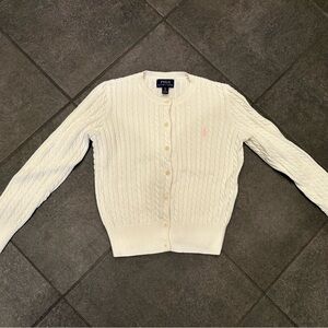 Polo by Ralph Lauren Girls Cream Cable Knit Cardigan Size 7